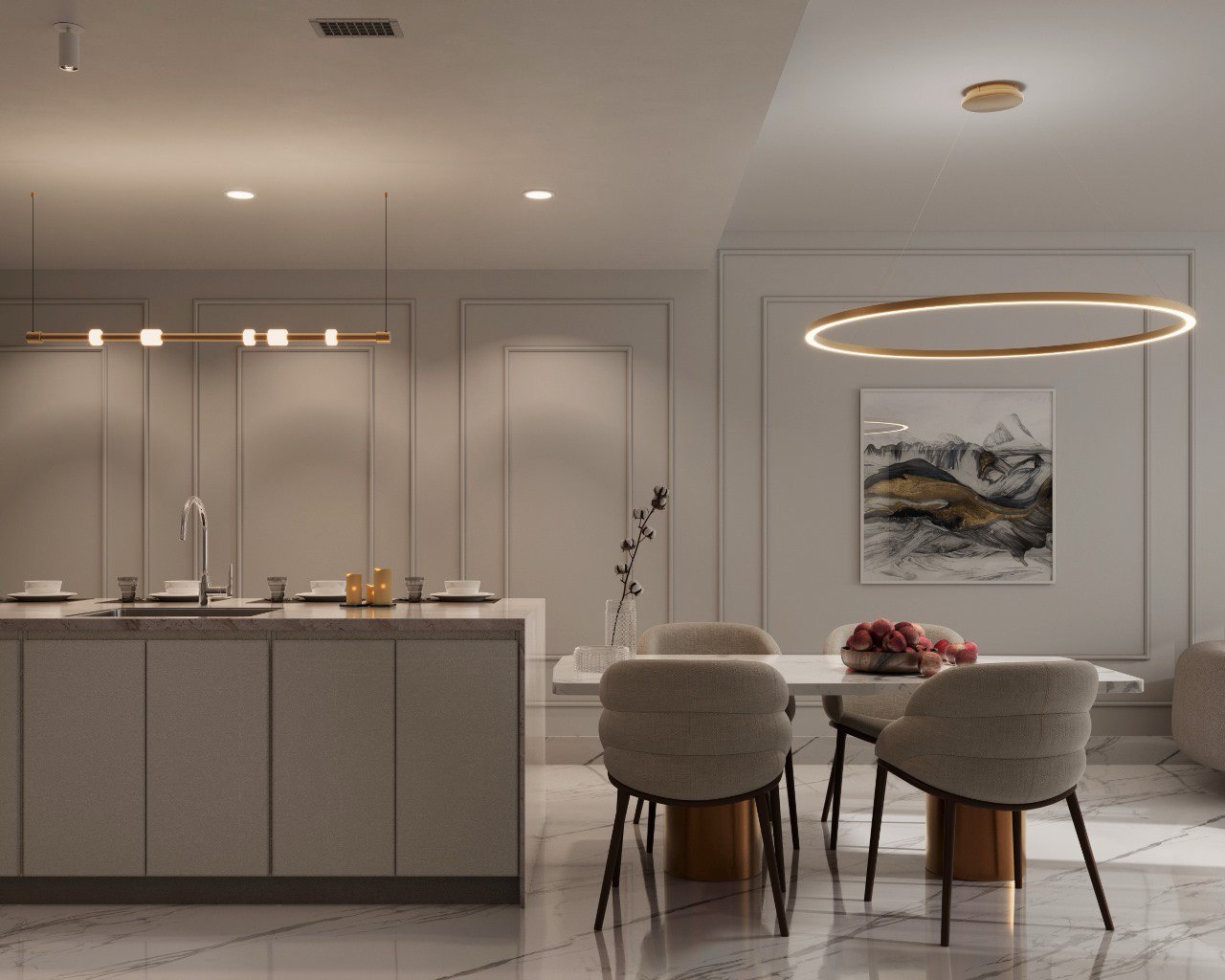 Contemporary kitchen and dining interior